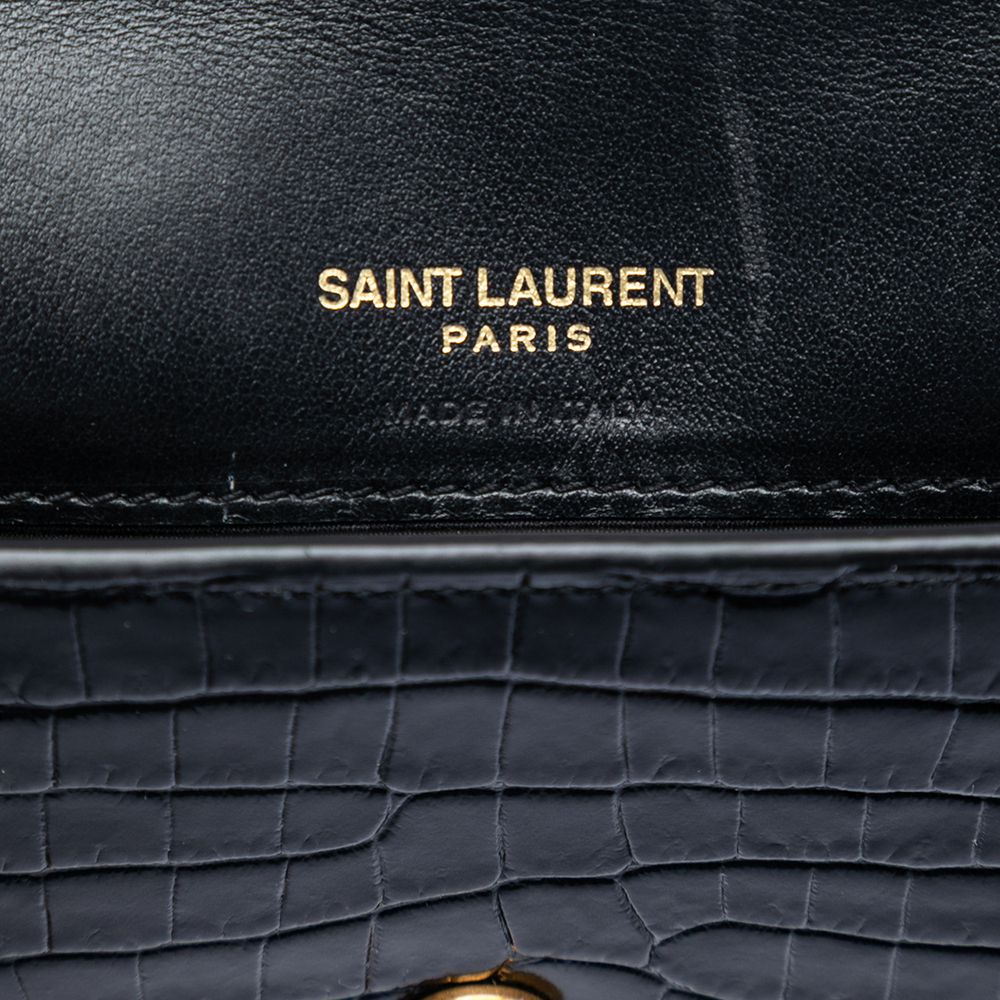 Pre-Loved Saint Laurent Croc Embossed Leather Cassandre Phone Holder - Picture 5 of 7